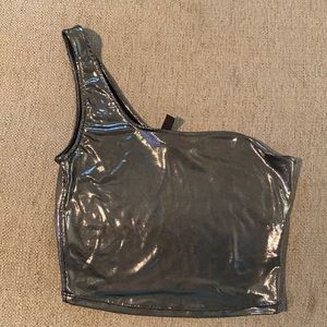 Sparkly one shoulder crop top